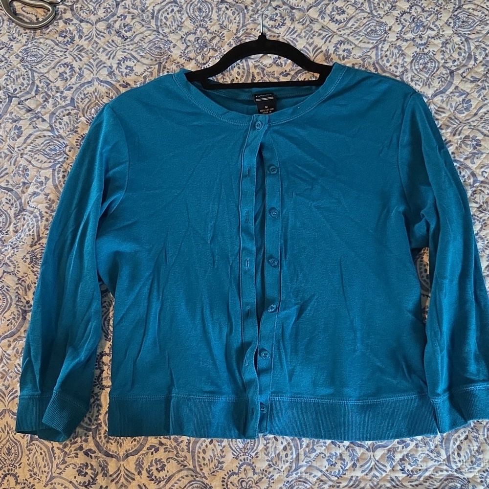 Vibrant Turquoise Cotton Shrug Size M